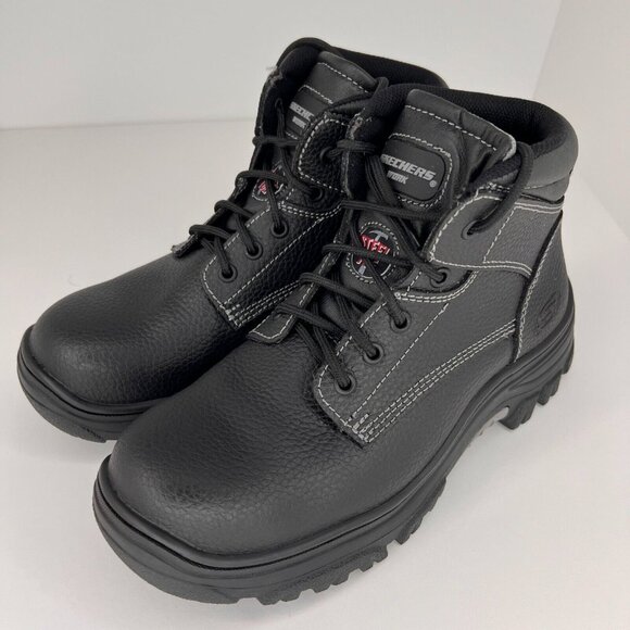 Skechers Mens 77143 Burgin Tarlac Steel Toe Industrial Leather Size 8 Work Boots